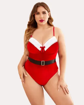 Plus Size Teddy Bodysuit with Belt