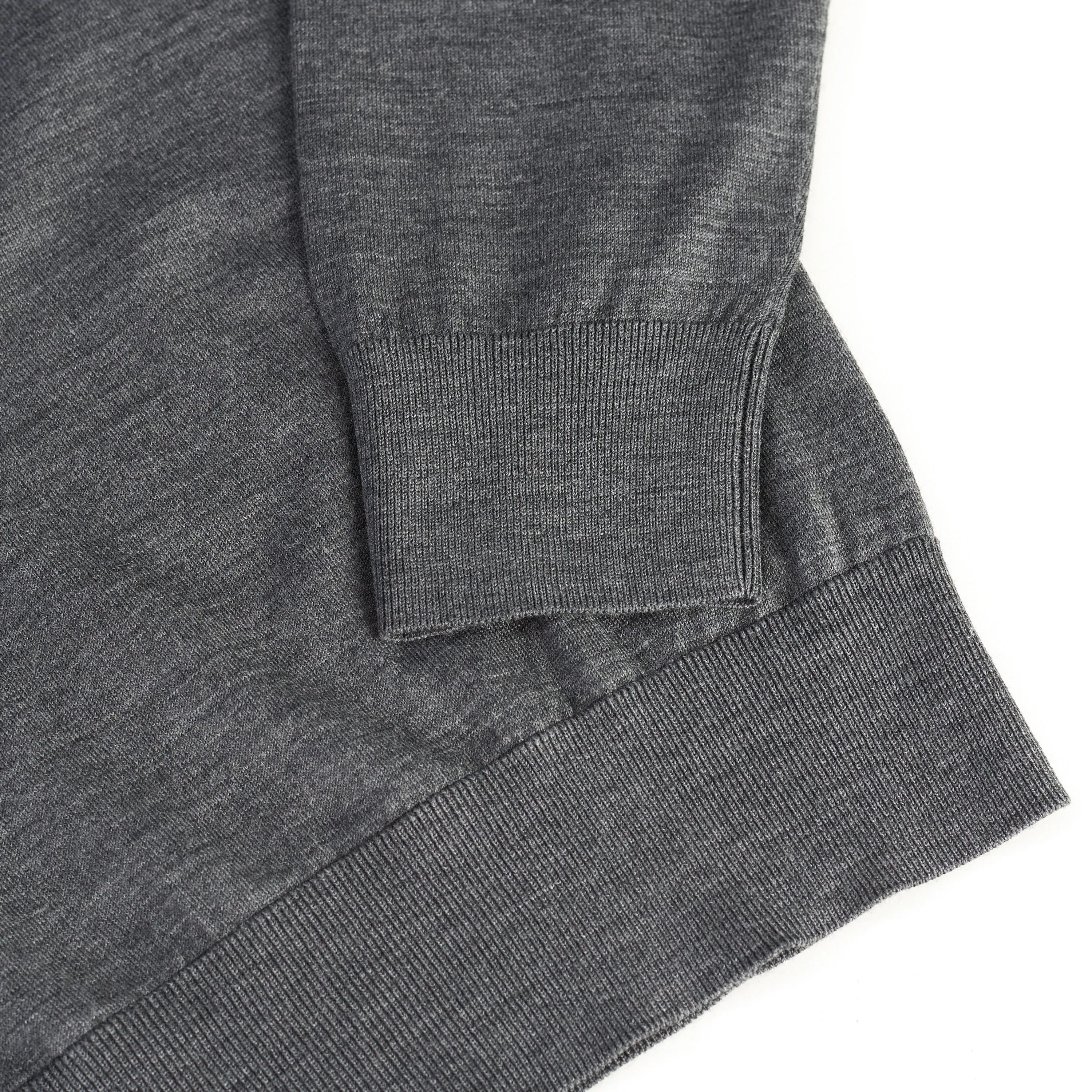 Polo Sweater With Metal Zip In Gray Wool