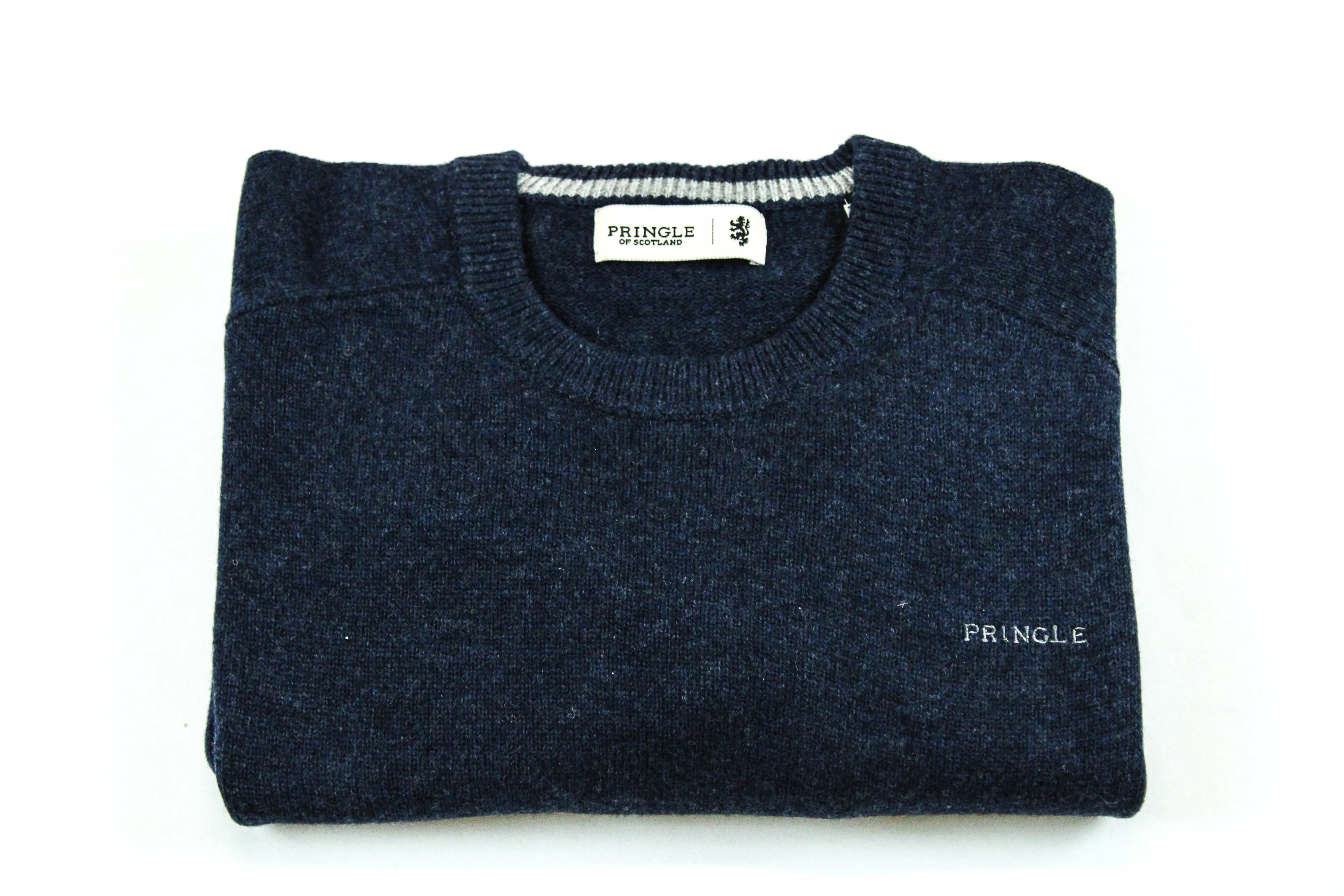 Pringle Navy Lambswool Crew Neck