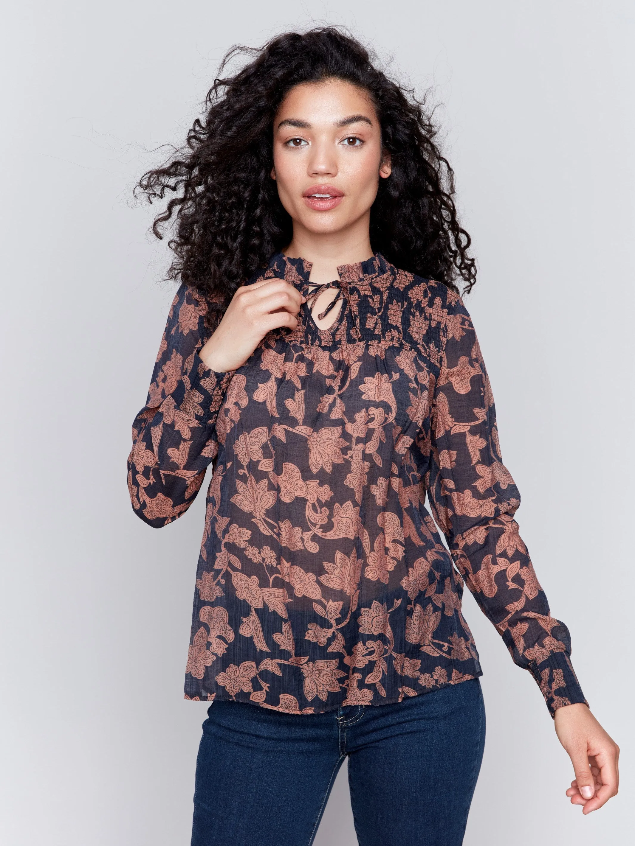 Printed Voile Blouse - Rococo