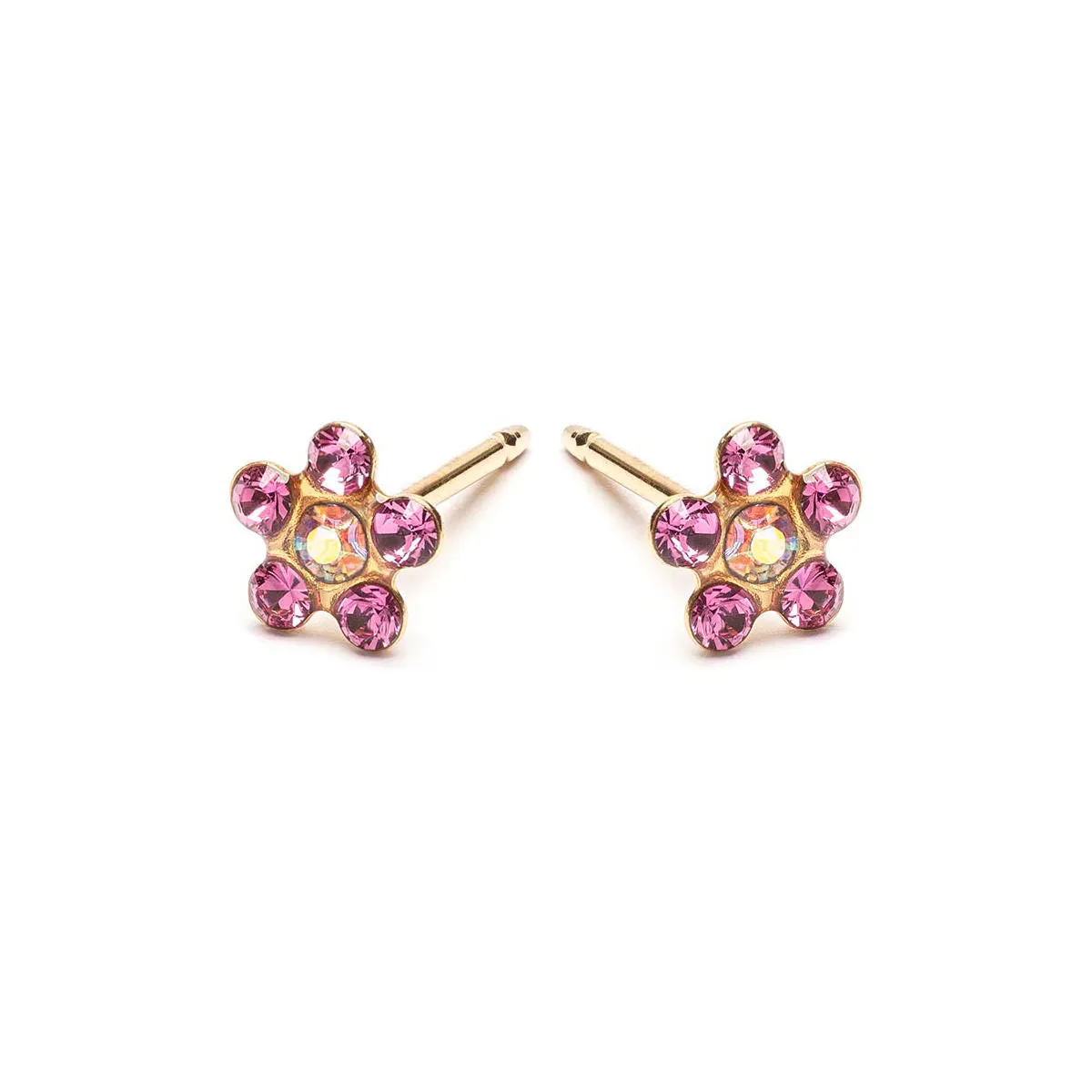 Rainbow & Pink Gold Plated Daisy Earrings