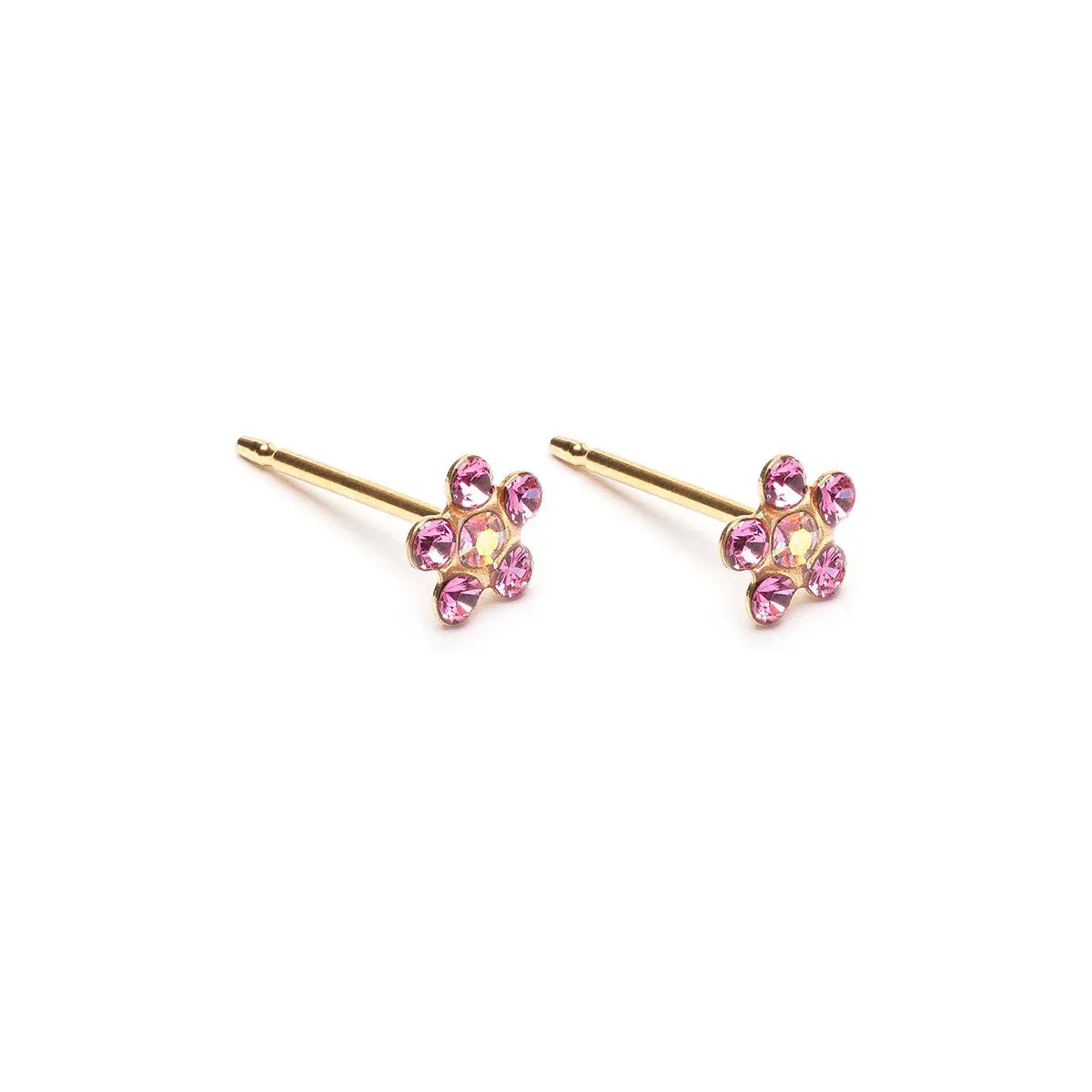 Rainbow & Pink Gold Plated Daisy Earrings