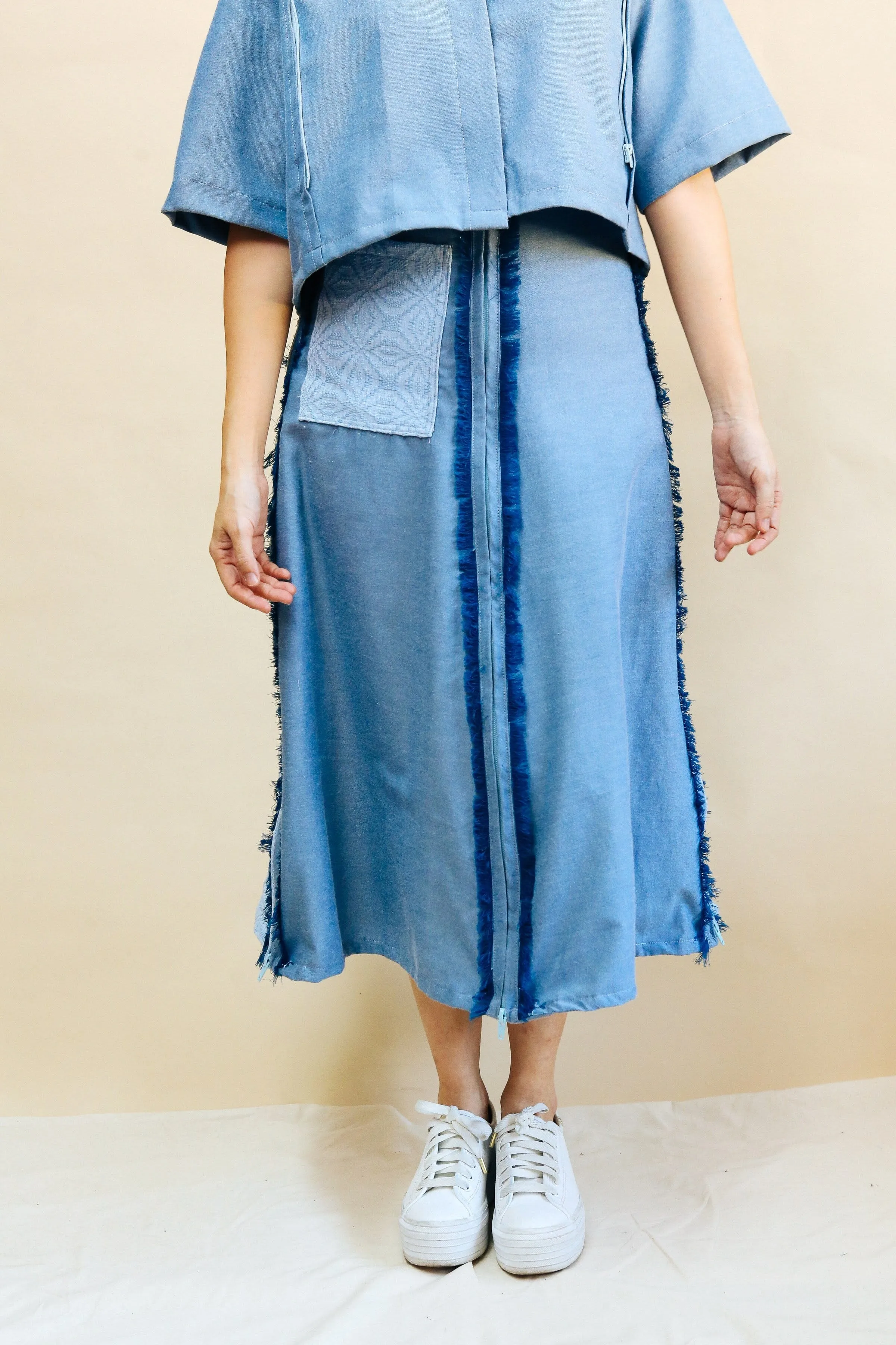 [Ready Today] 4-Way A-Line Skirt Chambray & Binetwagan