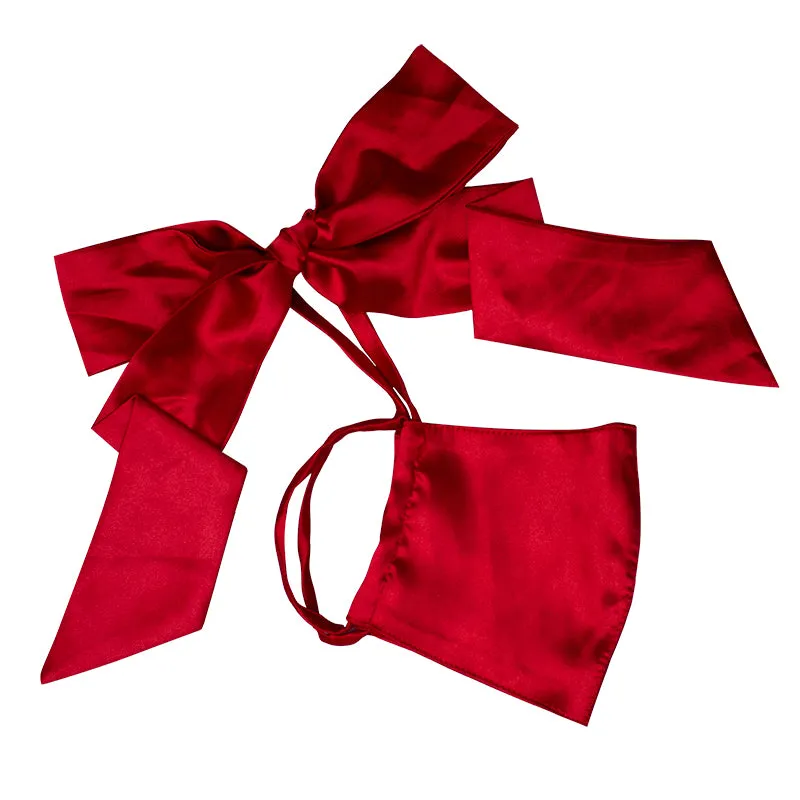 Red Satin Bow Face Mask