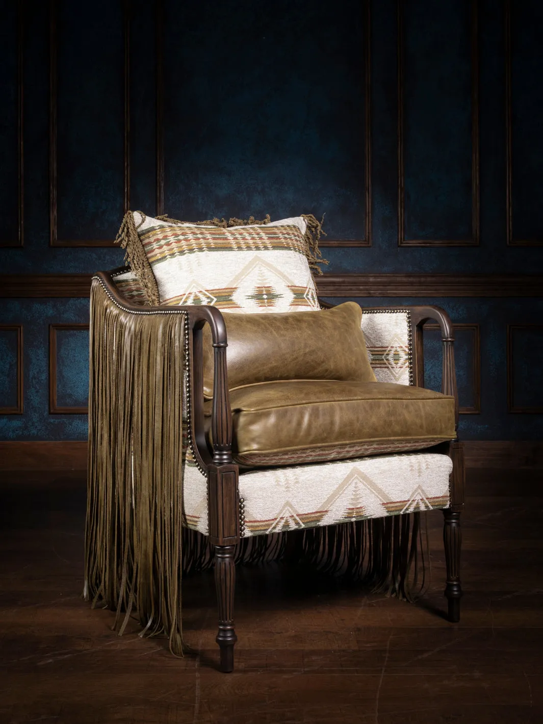 Reversible Fringe Leather Accent Chair