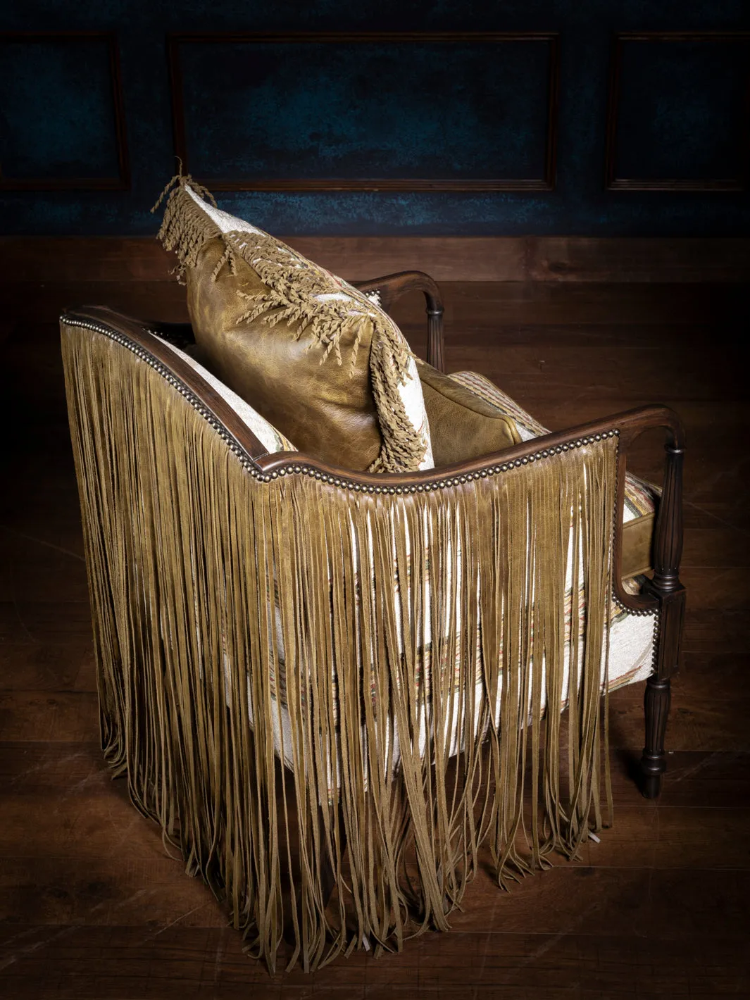 Reversible Fringe Leather Accent Chair