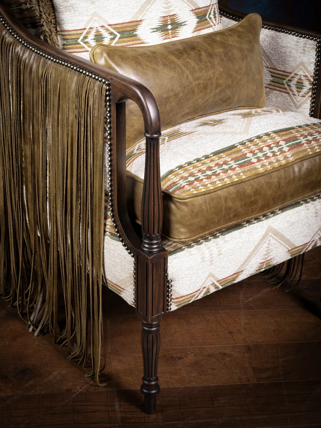 Reversible Fringe Leather Accent Chair