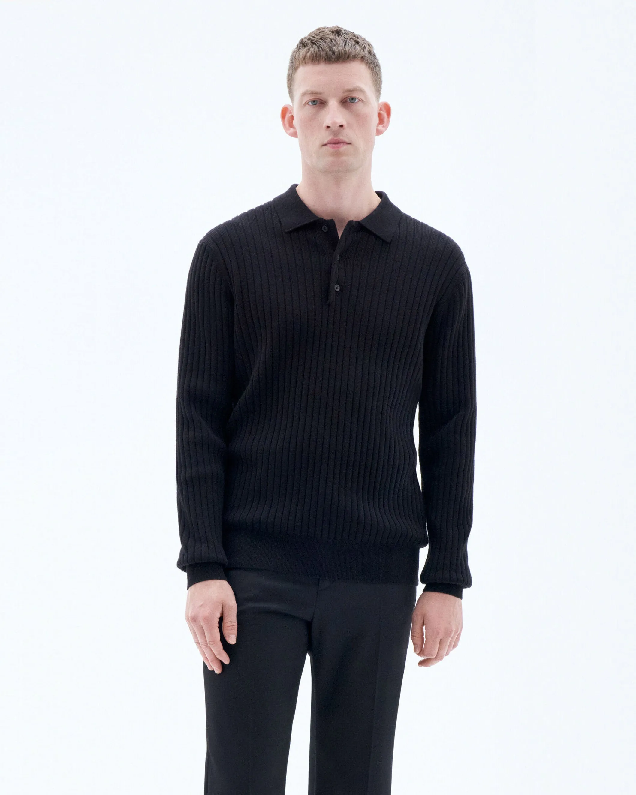 Rib Knitted Polo Shirt