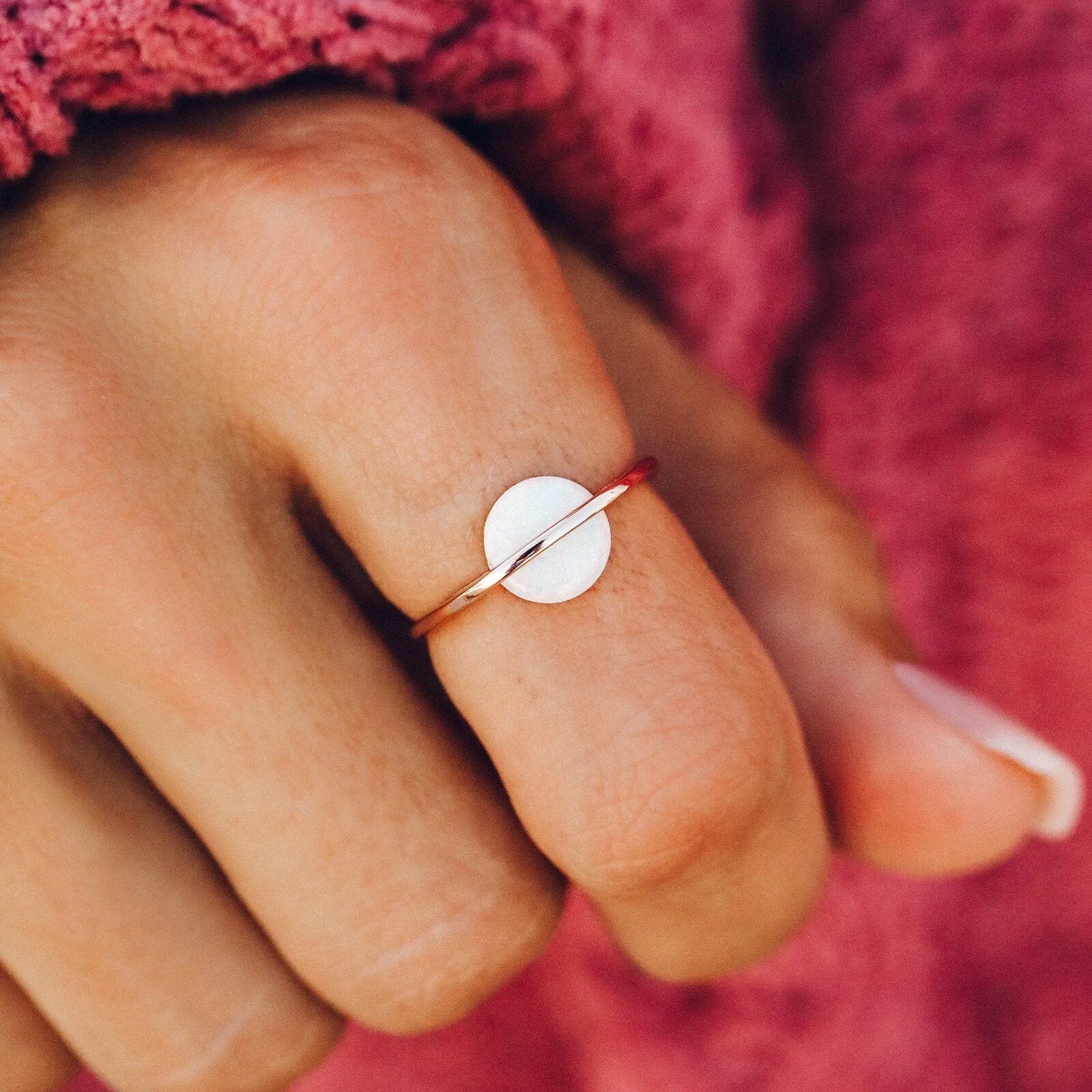 Rose Gold Opal Saturn Ring