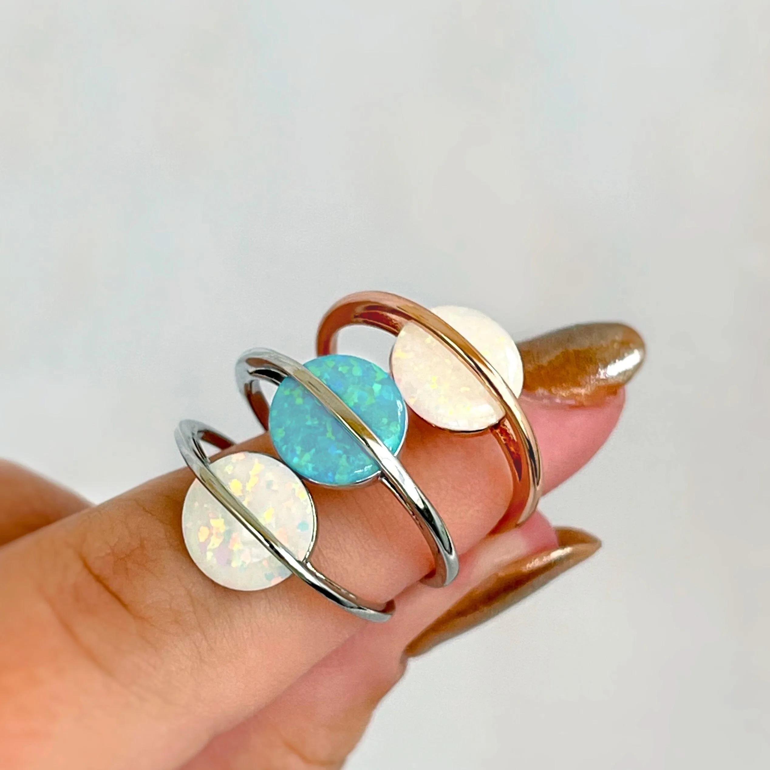 Rose Gold Opal Saturn Ring