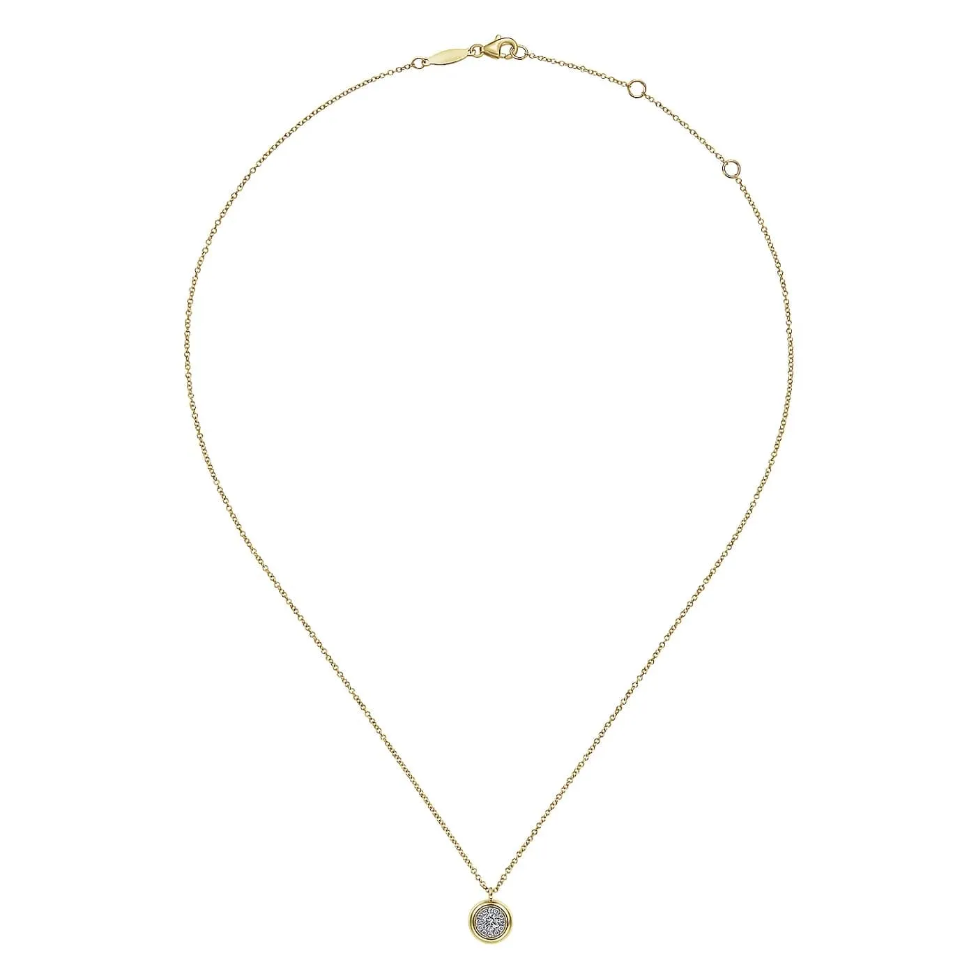 Round Diamond Halo Pendant Necklace in Yellow Gold, 0.21 cttw