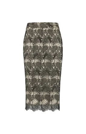 RUBIA BLACK LACE PENCIL SKIRT