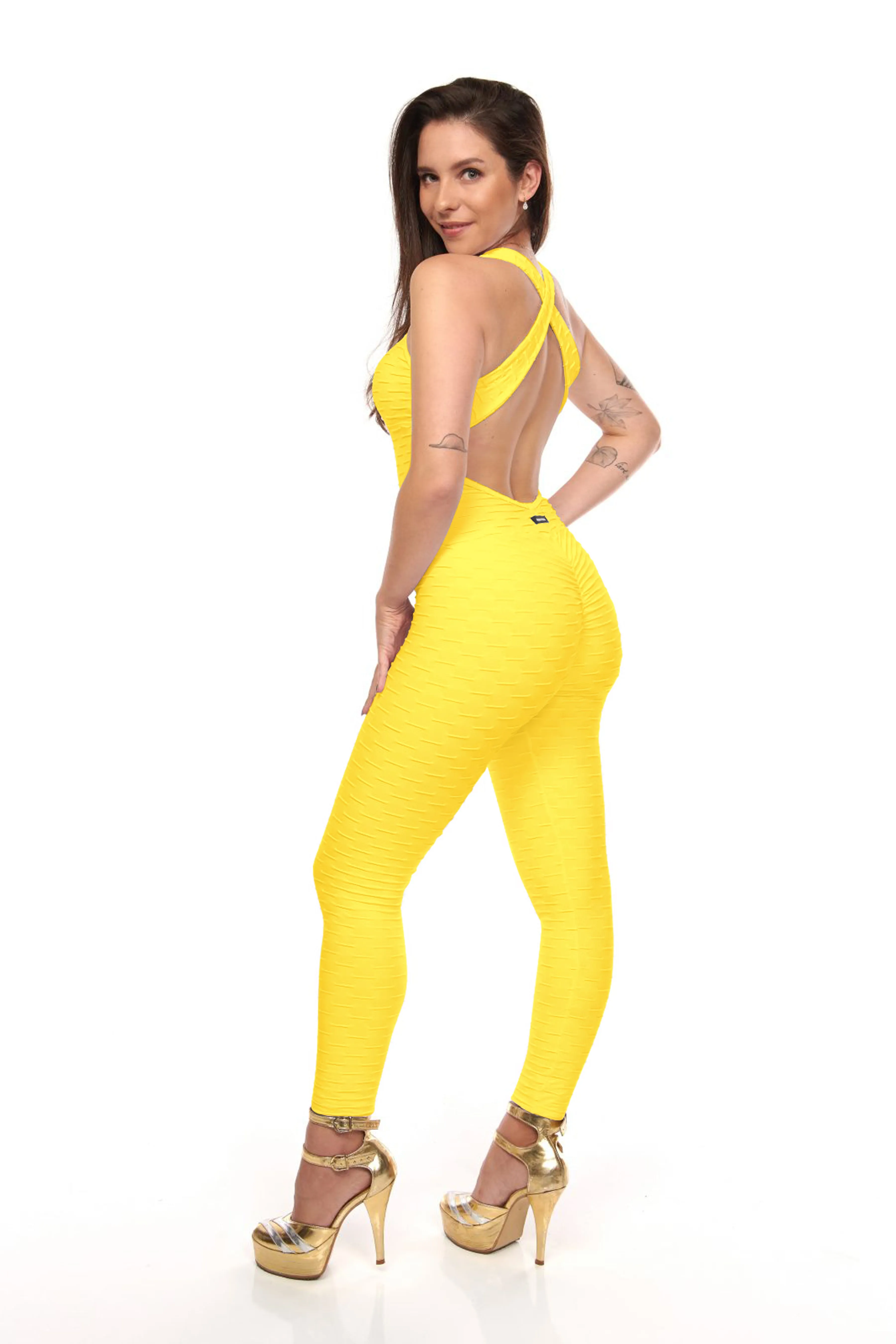 Scrunch Booty Yellow Jumpsuit