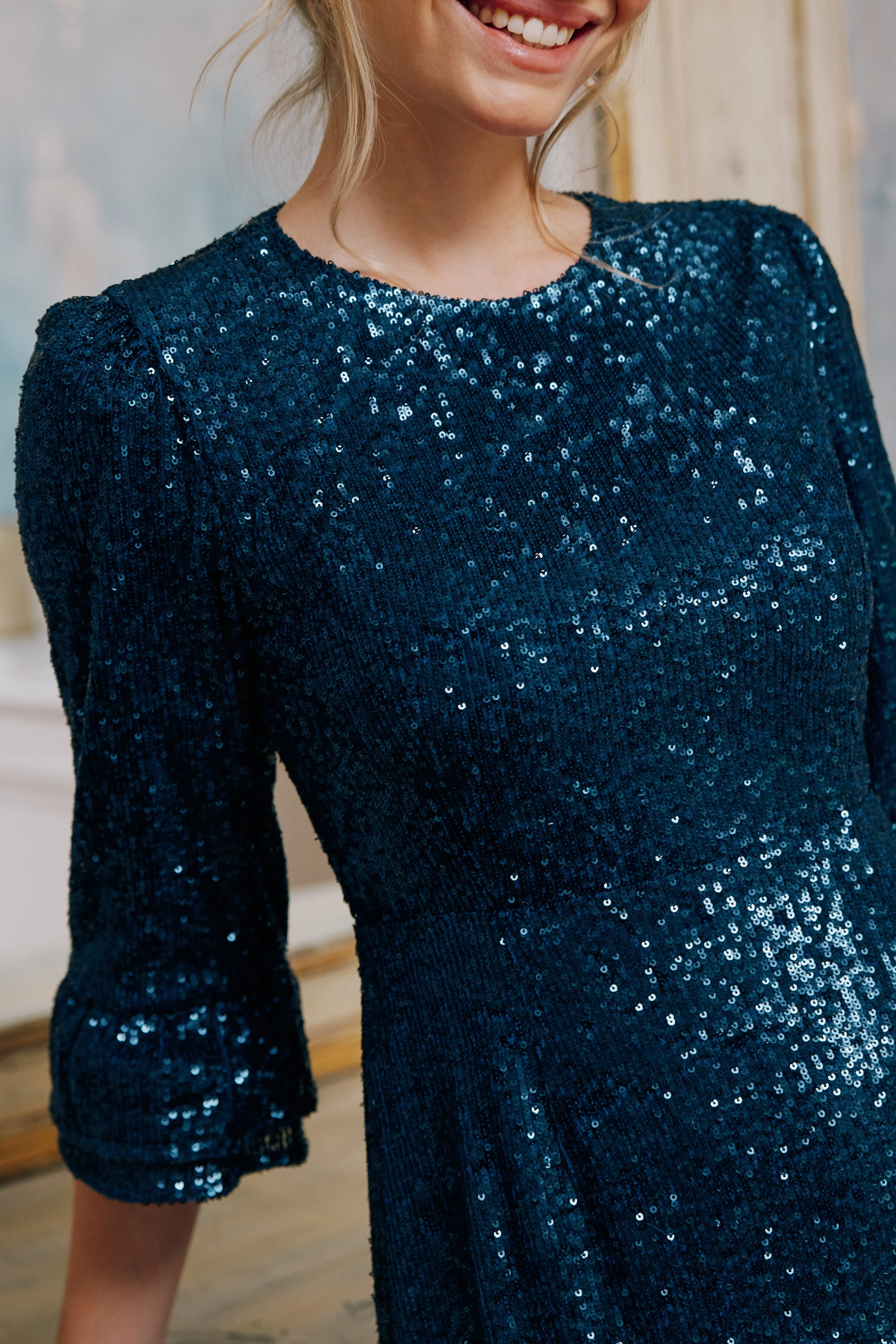 Sequin Victoria Dress | Blue