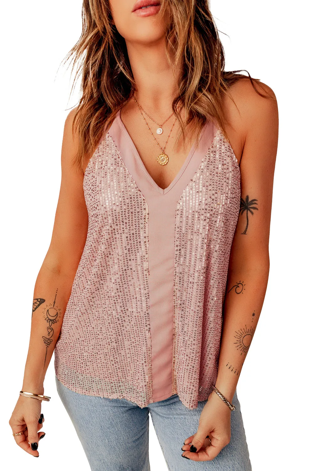 Sexy Contrast Sequin Camisole