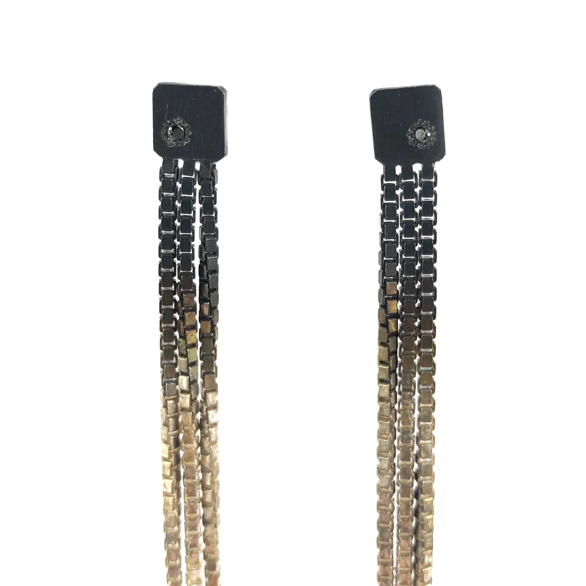 Shikaku Earrings with Black Diamonds - Kaoru Rogers