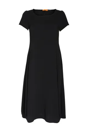 Short Sleeve Bell Panel Dress - Black 8616