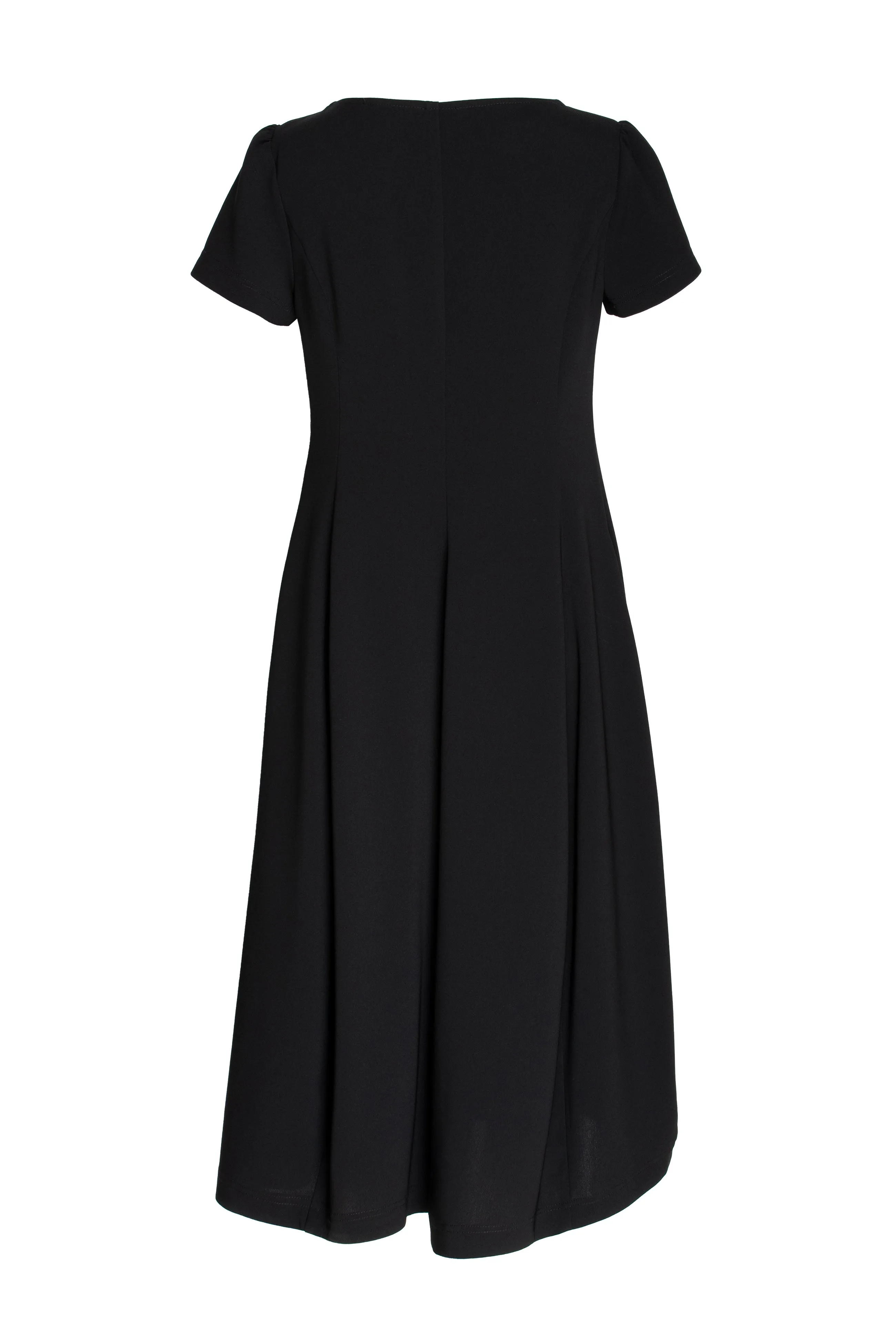 Short Sleeve Bell Panel Dress - Black 8616