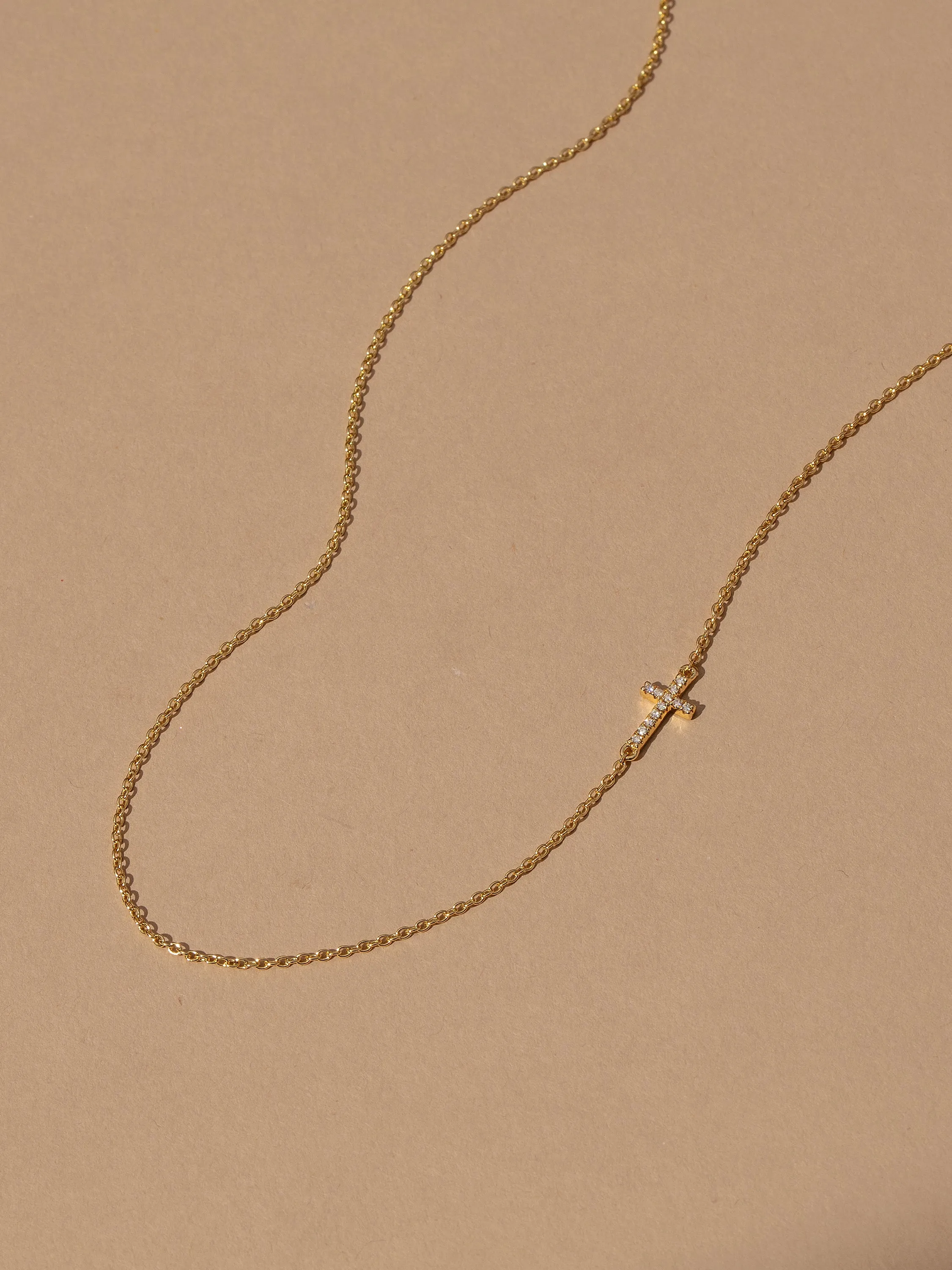 Side Cross Vermeil Necklace