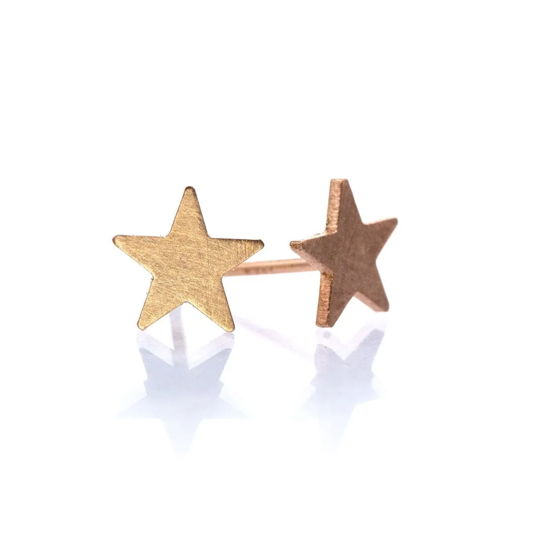 Small 14k Rose Gold Star Stud Earrings, Ready To Ship