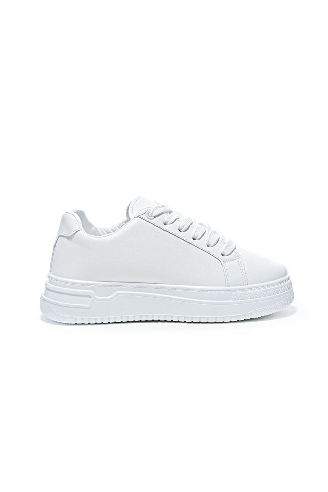 Sneakers - Leather Material - Lace-Up - White