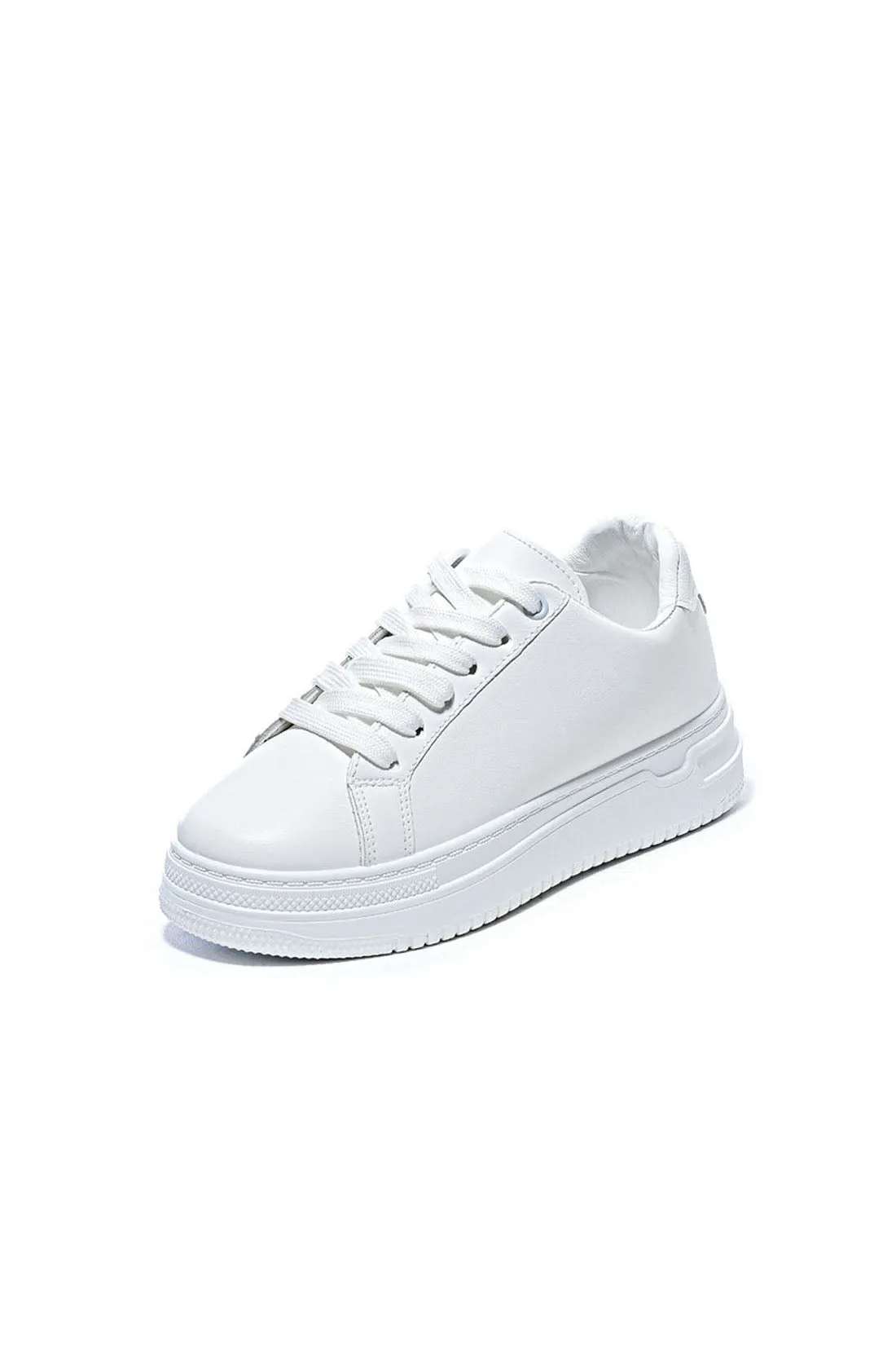 Sneakers - Leather Material - Lace-Up - White