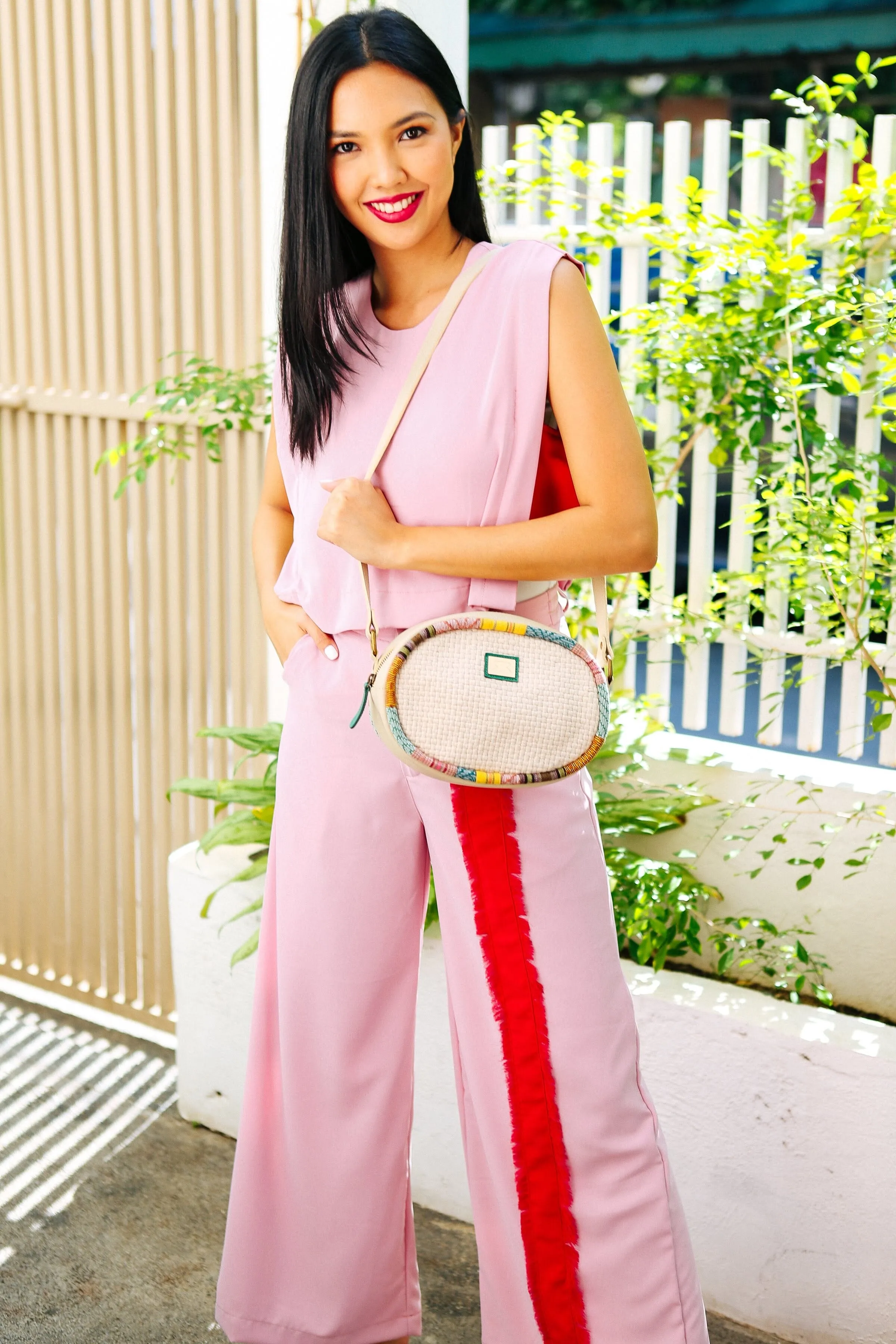 Striped Wide-Legged Pants Blush & Red