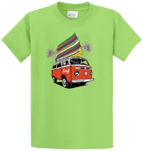 Surf Microbus With 17 Surfboards Printed Tee Shirt