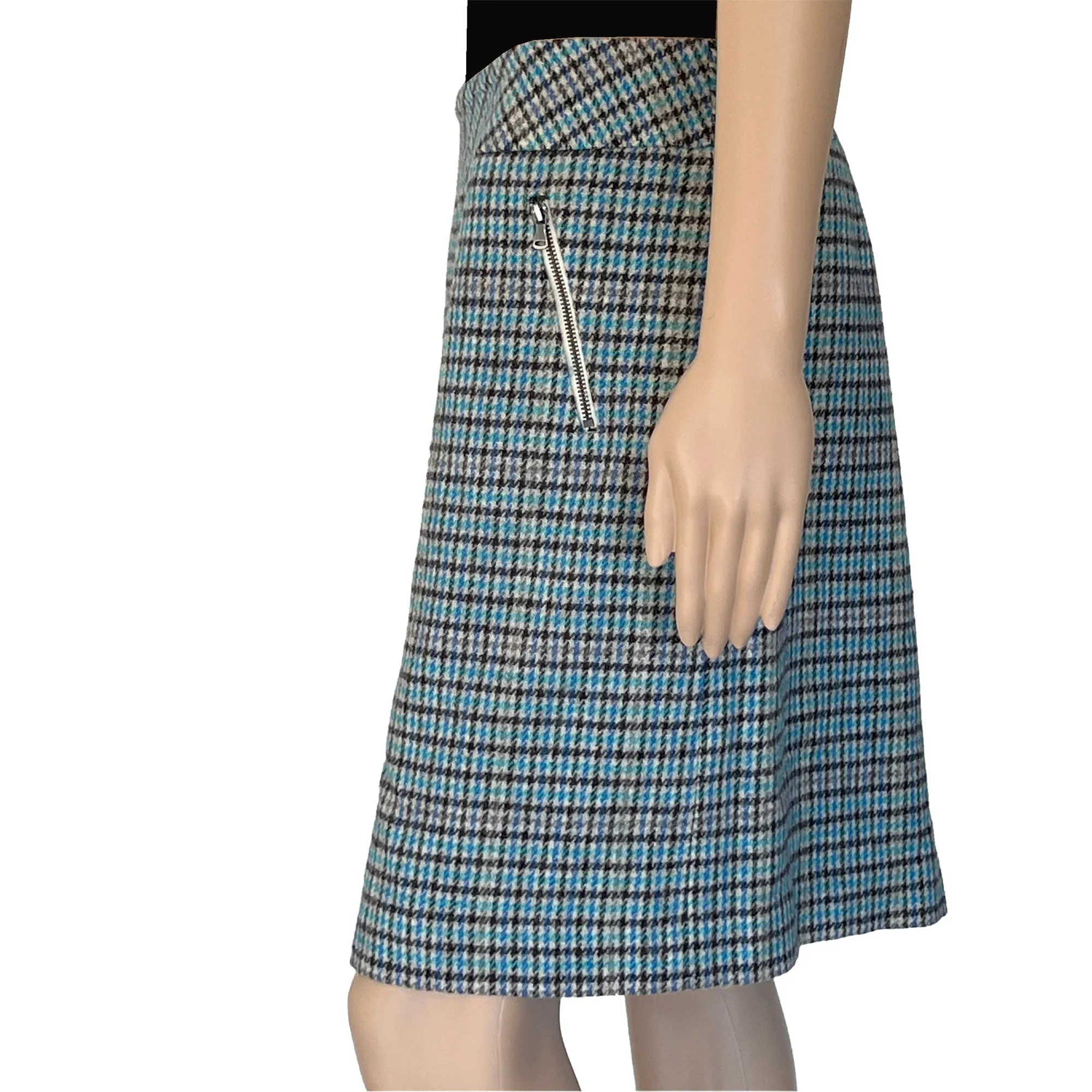 Talbots Petites Blue Glen Plaid Wool Blend Skirt - 12P