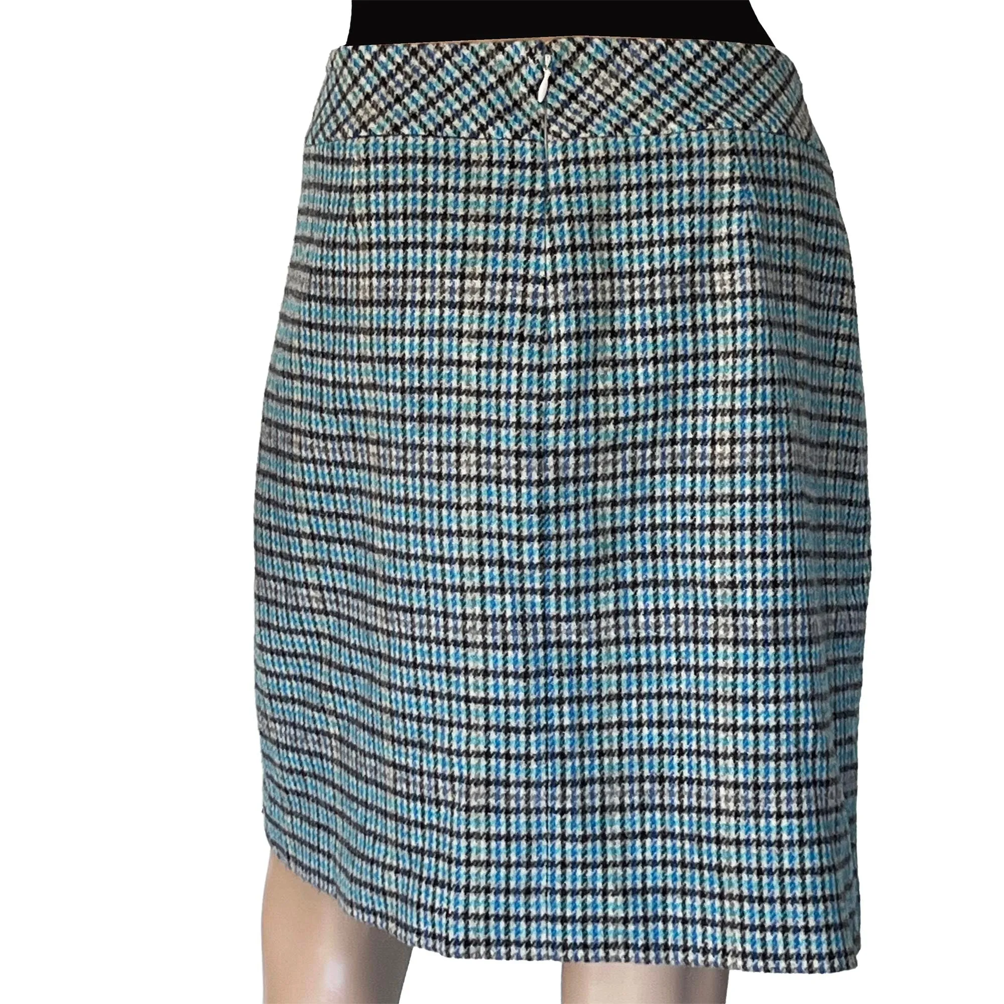 Talbots Petites Blue Glen Plaid Wool Blend Skirt - 12P