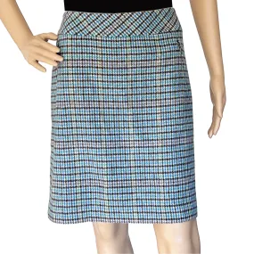 Talbots Petites Blue Glen Plaid Wool Blend Skirt - 12P