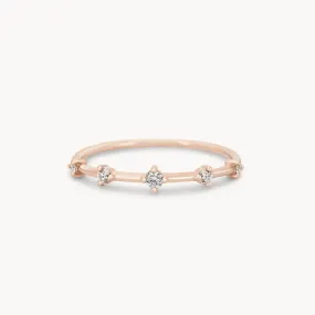 the stars align ring - 14k rose gold, white diamond