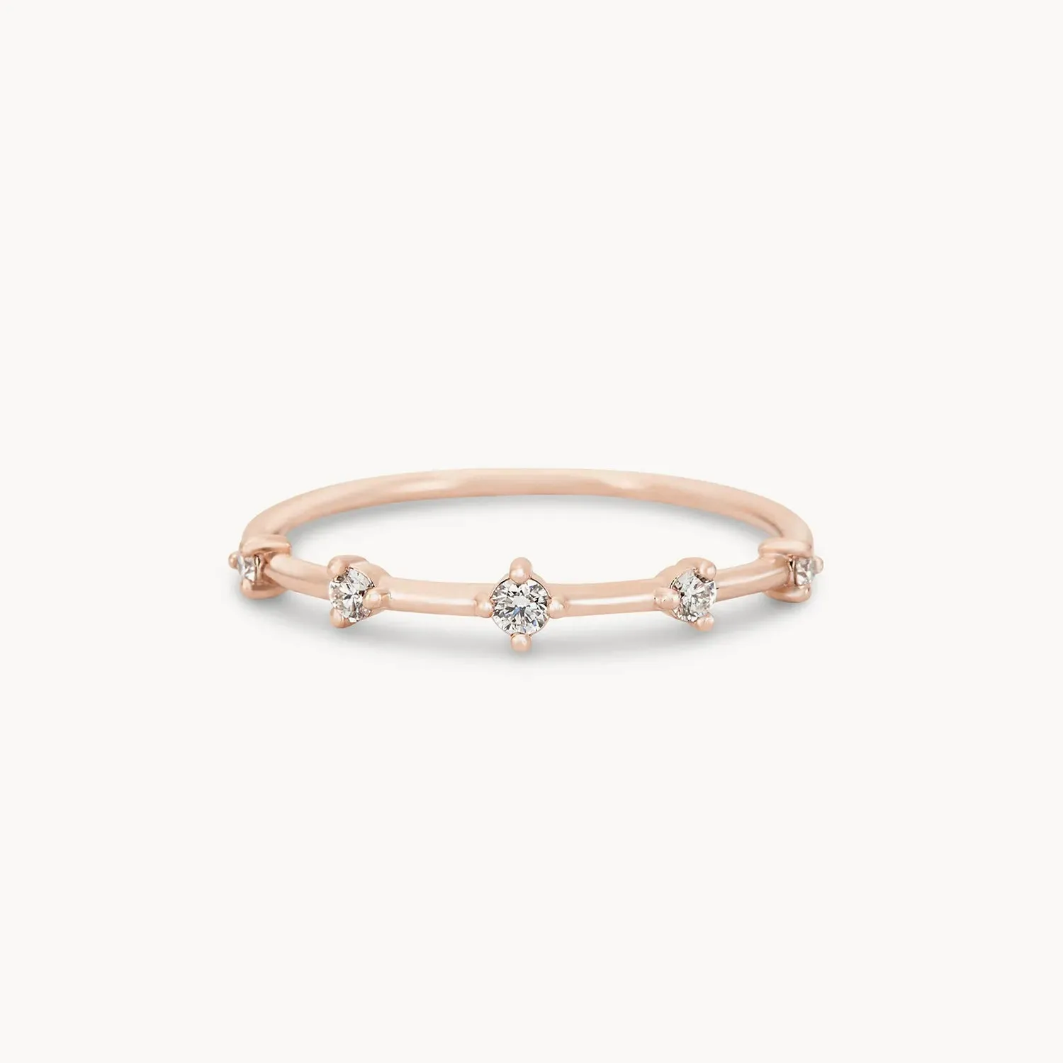 the stars align ring - 14k rose gold, white diamond