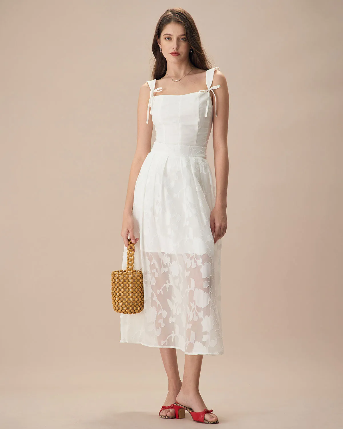 The White Jacquard Midi Skirt