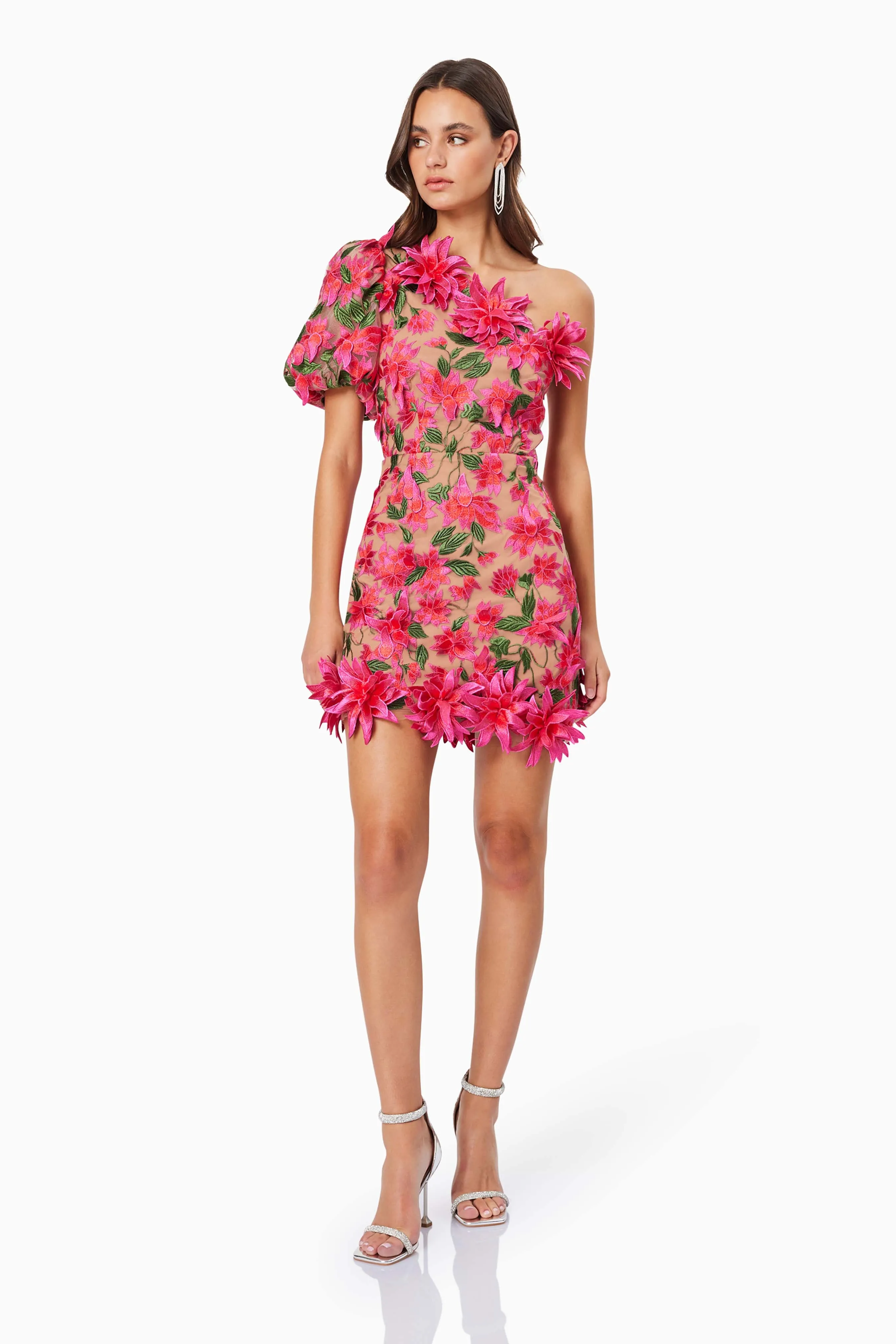 Valentina Mini One Shoulder Dress in Pink