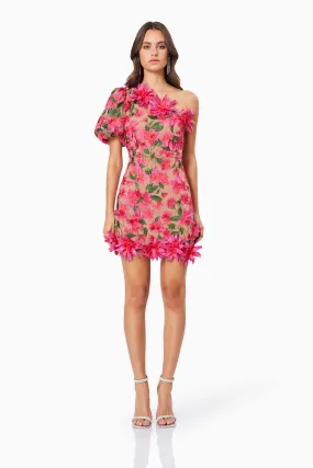 Valentina Mini One Shoulder Dress in Pink