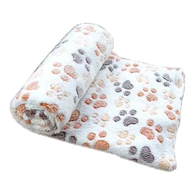 Warm Paw Print Dog Fleece Blanket