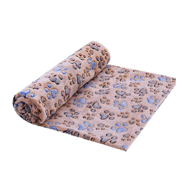 Warm Paw Print Dog Fleece Blanket