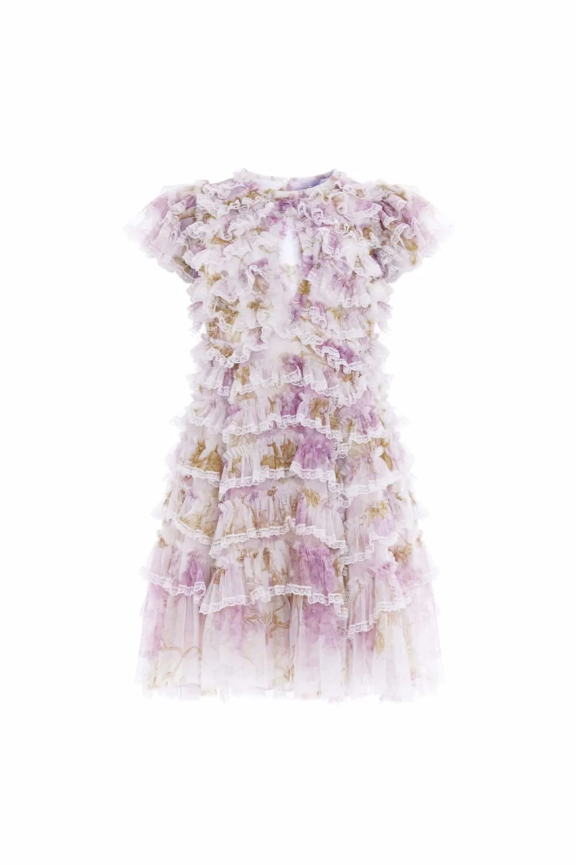 Wisteria Ruffle Lace Micro Mini Dress