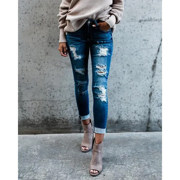 Women's Pencil Jeans Skinny Ripped Jeans Boyfriend Jeans Denim Pants