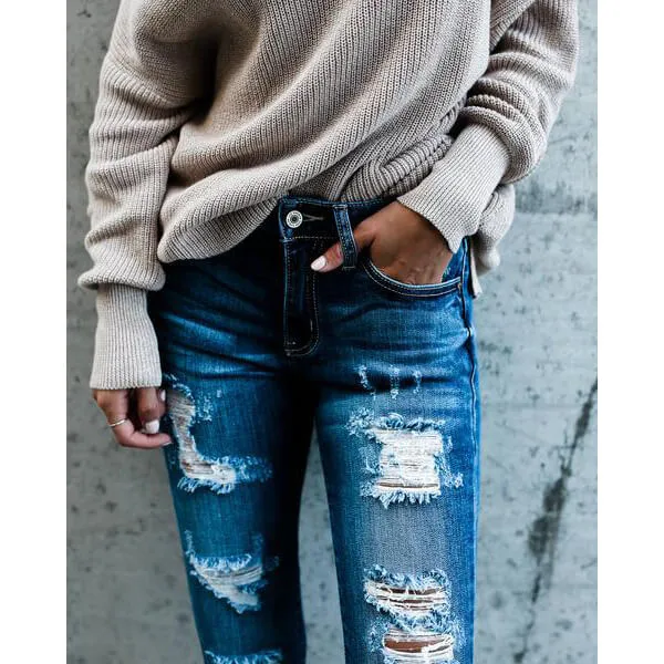 Women's Pencil Jeans Skinny Ripped Jeans Boyfriend Jeans Denim Pants