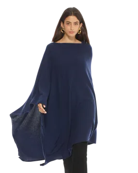 Women's Pure Cashmere Poncho Blue