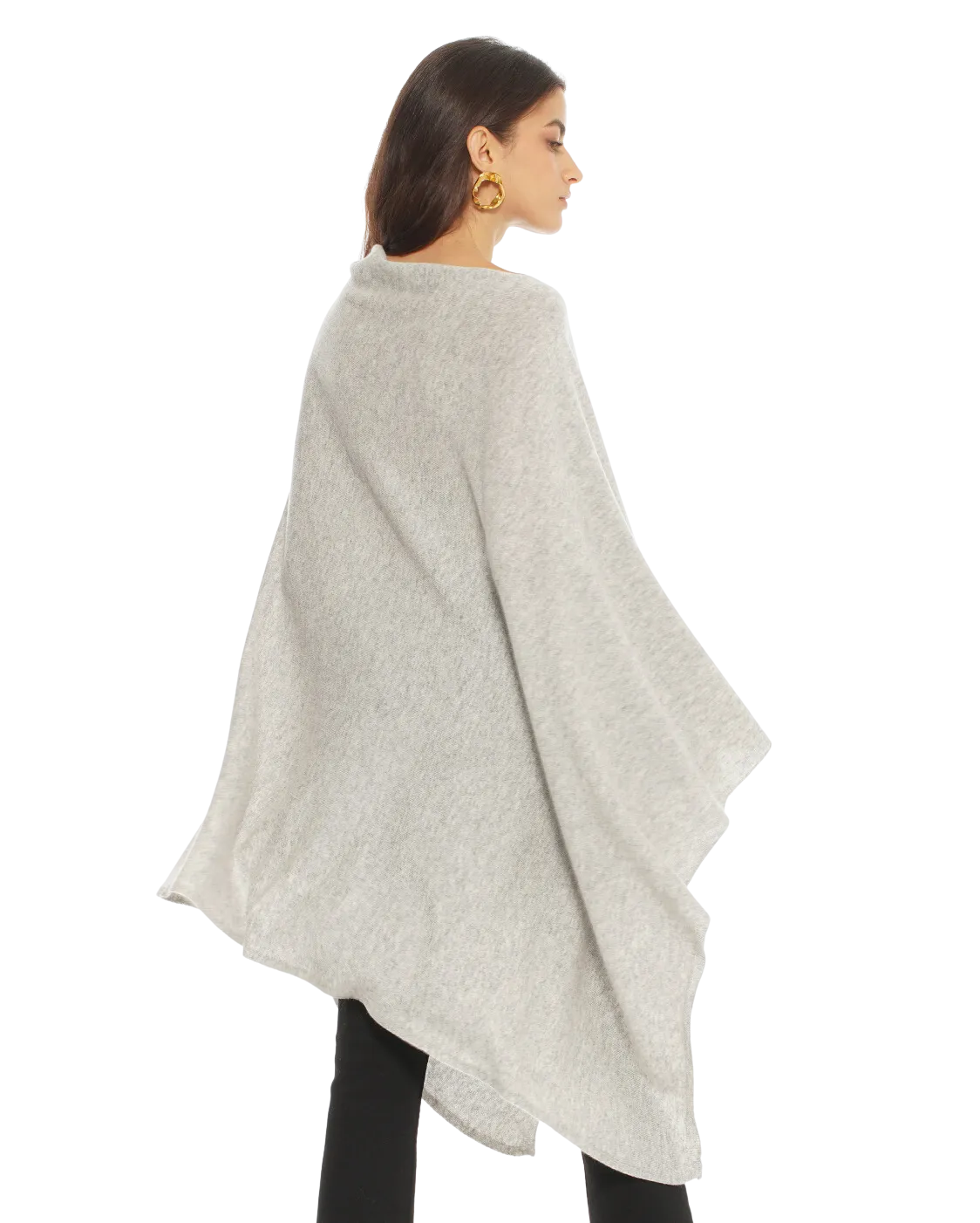 Women's Pure Cashmere Poncho Light Grey