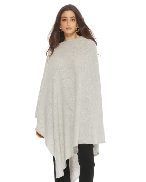 Women's Pure Cashmere Poncho Light Grey