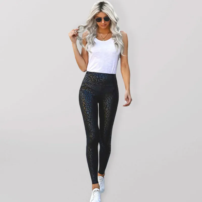 Women's Textured Print Tight High Waist Leggings