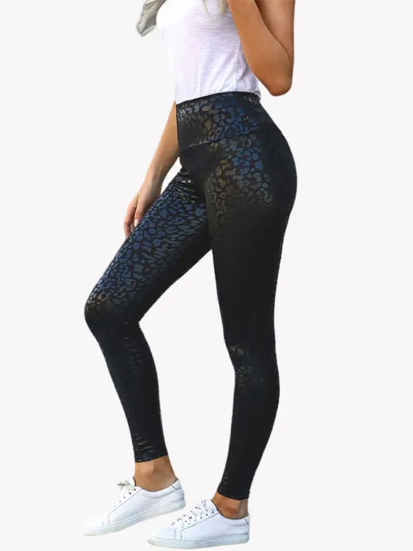 Women's Textured Print Tight High Waist Leggings